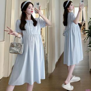 孕妇夏装短袖上衣夏款裙子新款衣服夏季时尚套装纯棉连衣裙可哺乳