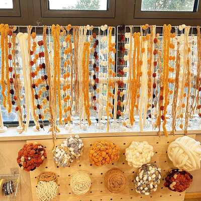 秋冬美拉德色系编织区环创线球团