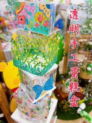 透明蛋糕盒儿童彩绘手工diy盒子