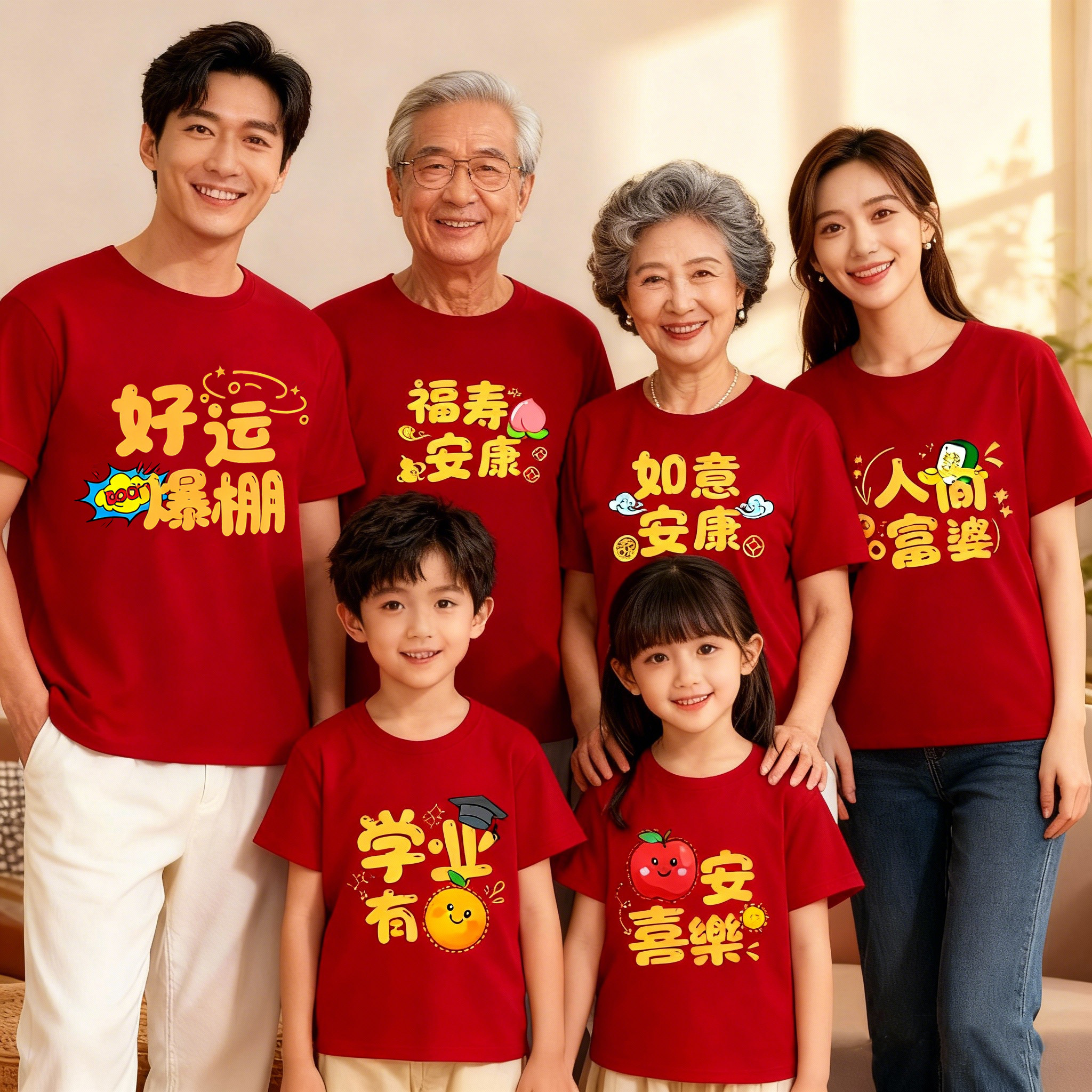 马年本命年衣服2026新款亲子装一家三四口男女儿童短袖T恤酒红色,男装,T恤,淘宝优惠券,粉丝福利购,淘宝优惠卷