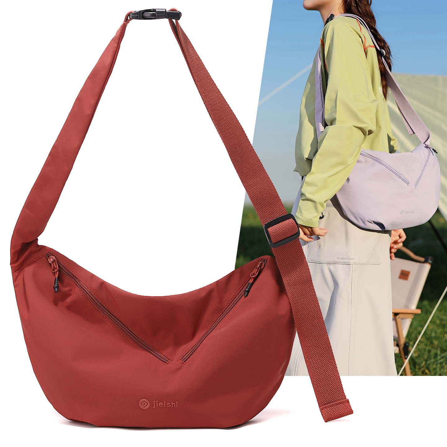 2025新款大容量背包女轻便斜挎饺子包运动防水牛津布单肩腋下女包