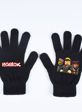 跨境游戏虚拟世界roblox周边手套新款针织保暖连指手套女冬季