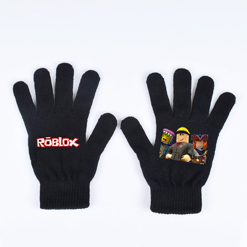 跨境游戏虚拟世界roblox周边手套新款针织保暖连指手套女冬季