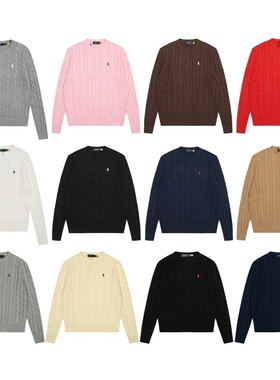 【高品质】可扫码~拉夫RL经典基础百搭男女同款针织套头圆领毛衣