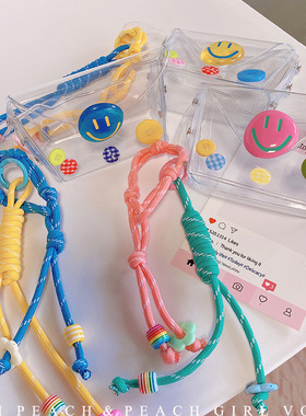 HD7495A13甜酷笑脸透明PVC零钱包晒娃包收纳包小众创意包包挂件女