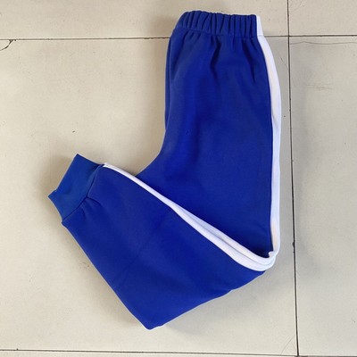 束脚蓝色校裤一道杠款白条