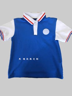定制新款济南历城区小学夏季藏蓝色白细条校服短裤上衣套装男女