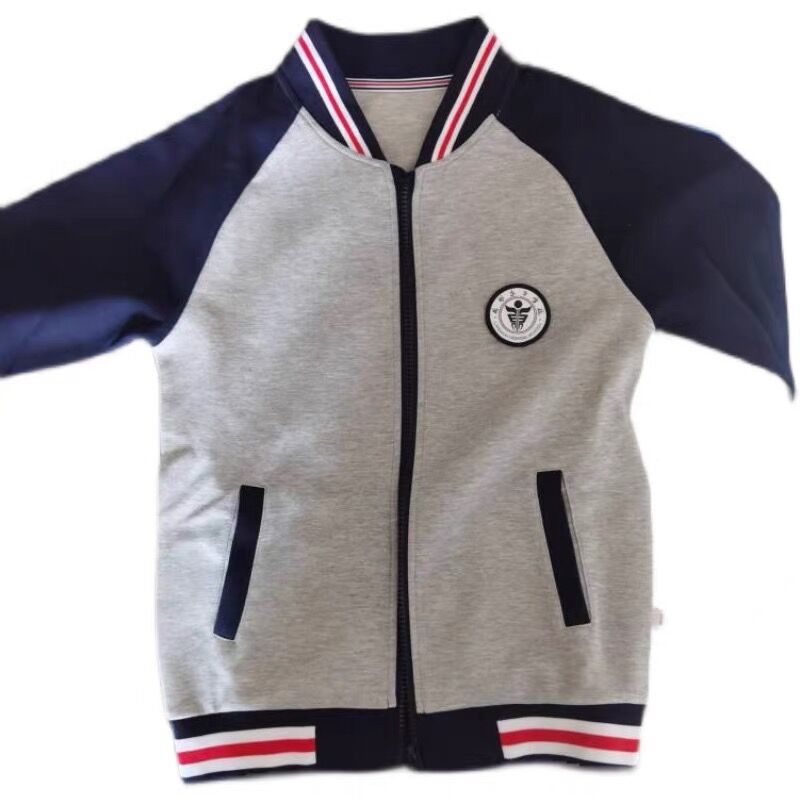 甘肃兰州春秋冬灰蓝拼接运动校服