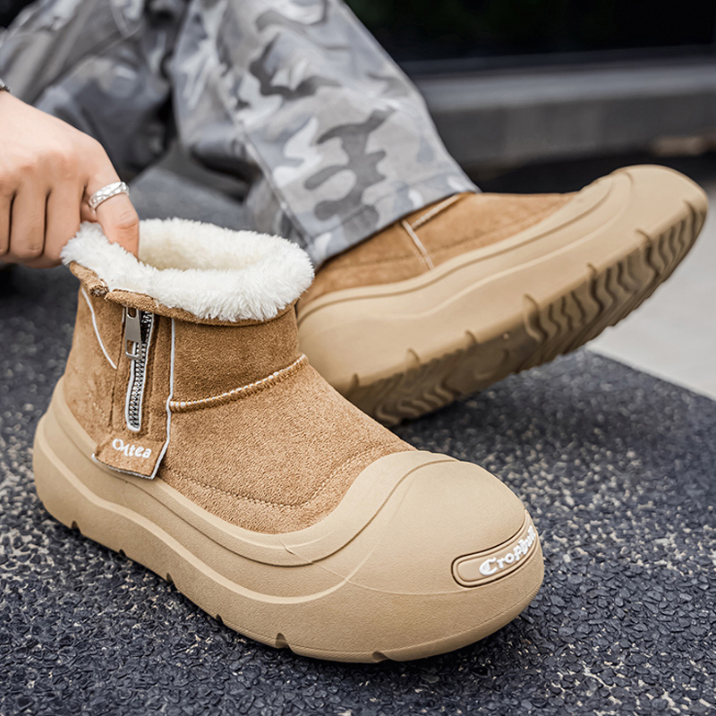 2025冬季情侣款雪地靴丑萌大头开口笑棉靴女靴加绒加厚保暖男鞋潮
