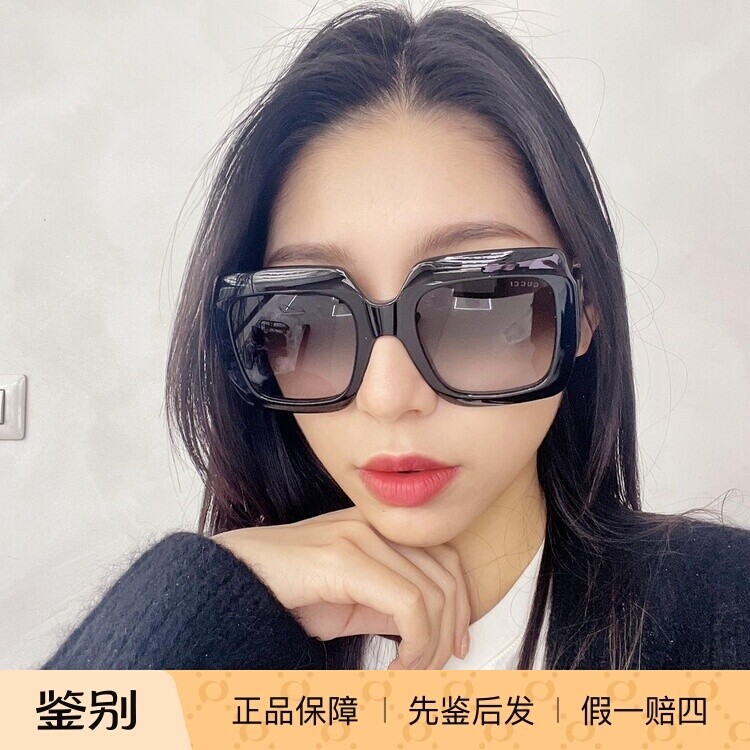 正品代购墨镜女方框防紫外线大脸图片