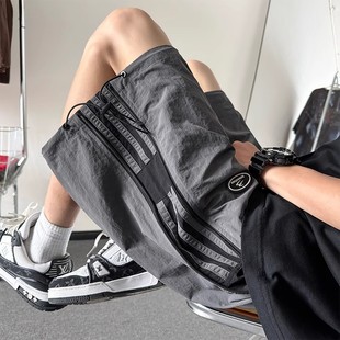 潮牌宽松休闲男生五分裤 美式 新款 男夏季 子 vibe三条杠速干运动短裤