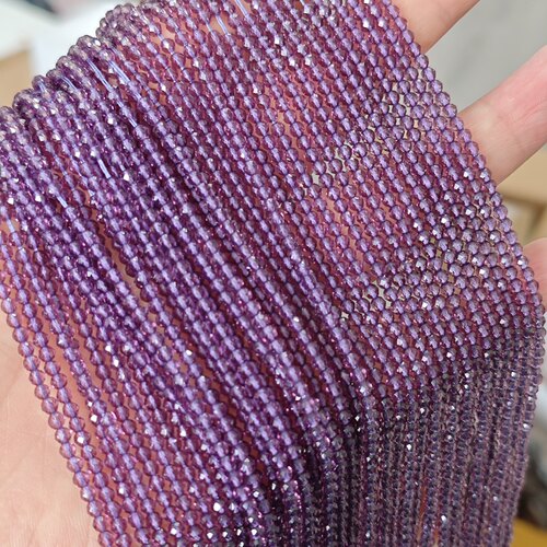 烟紫色尖晶散珠半成品2MM 3MM 钻石切面刻面散珠足球面浅紫色珠子