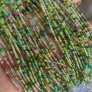 2MM3MM糖果色碧玺色彩尖晶散珠半成品手链项链配件配珠饰品 包邮