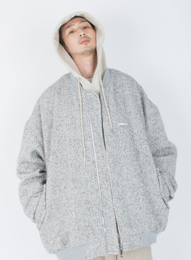 STREAMLET.CHEN:COAT/重磅940g 原创镭射标示棒球服 宽松毛呢外套