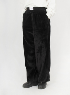 STREAMLET.CHEN:PANTS/双裤腰标识设计 男女纯色光泽质感休闲长裤