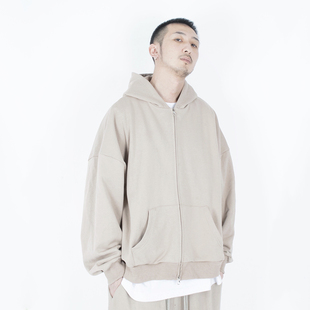 落肩男女纯色拉链连帽卫衣开衫 STREAMLET.CHEN 型修订 版 HOODIE