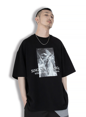 STREAMLET.CHEN:TEE/「天使之歌」油墨风印花主题男女宽松短袖T恤