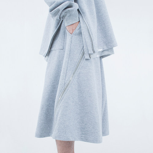 oversize拉链纯棉宽松廓形休闲裤