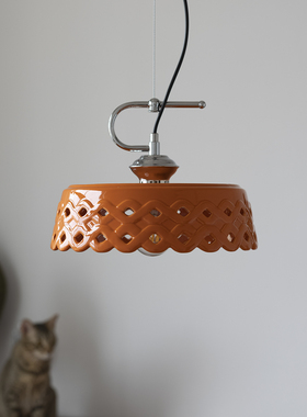 法式复古橙色陶瓷吊灯中古侘寂风餐桌上方吧台餐厅玄关孟菲斯灯具