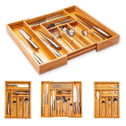 竹制厨房抽屉餐具收纳盒