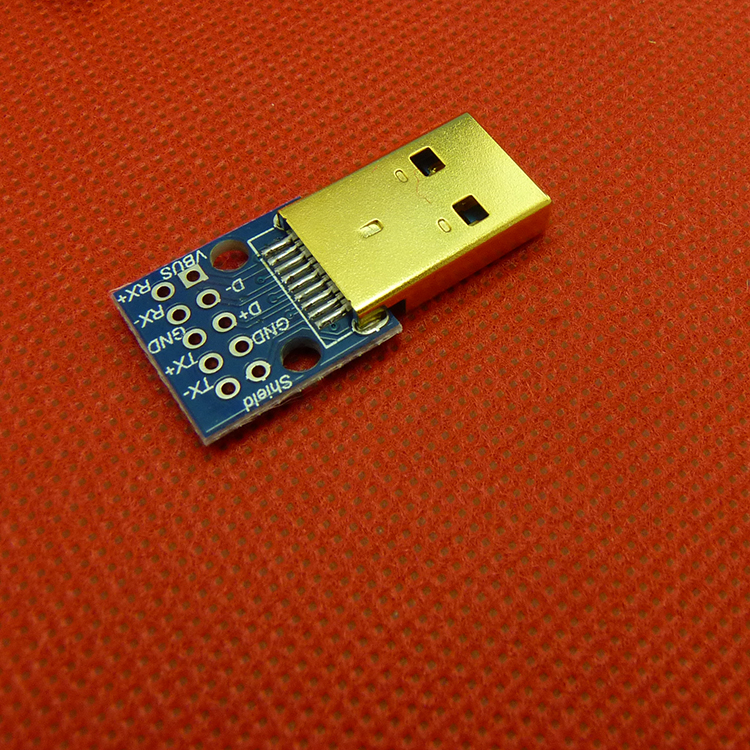 USB3.0AM镀金公头贴片3.0公插头座数据线焊接高速DIP焊接式9P公头