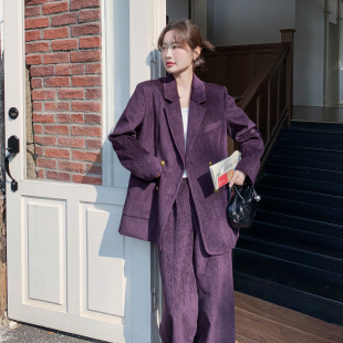 P205控328 套装 7367 酱紫色雪尼尔西装