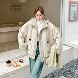 7318连帽圈圈毛尼外套P215控328，女装毛呢外套，2D006