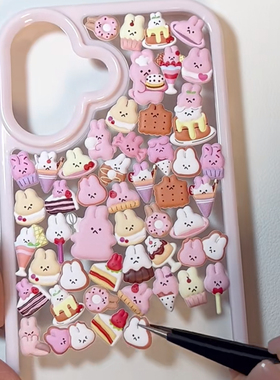 可爱晚安兔少女心小鼻嘎泡泡贴纸手机壳diy素材咕卡手帐立体贴画
