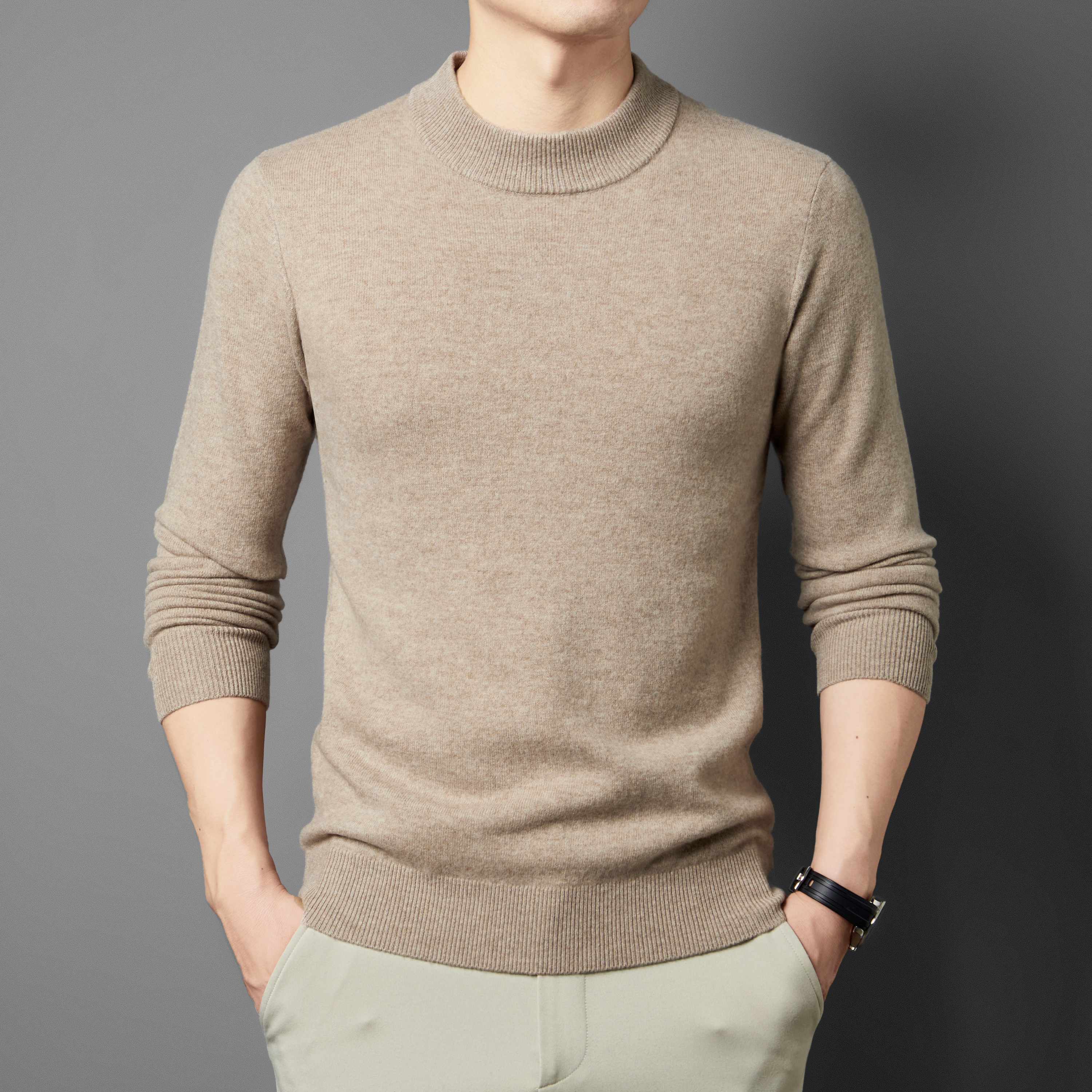 高质量100纯羊毛衫男冬季新款套头加厚男女年针织打底毛衣羊绒衫