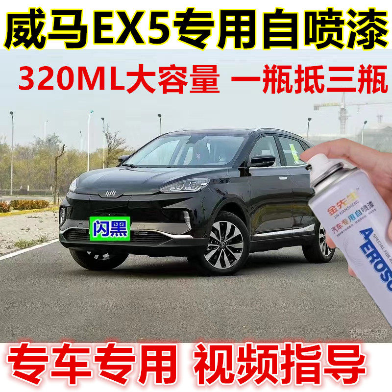 威马EX5汽车专用自喷漆闪黑原厂金属防锈手喷漆白色蓝色补漆笔漆