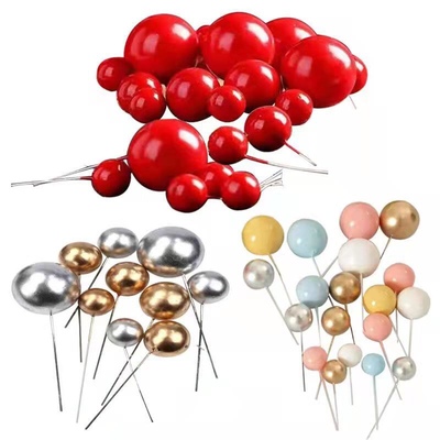 球球蛋糕装饰金球银球摆件插件透明球圣诞泡沫球七彩透明球