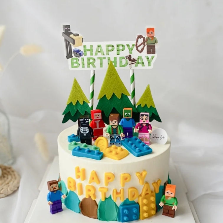 摆件巧克力插旗公仔生日蛋糕装饰