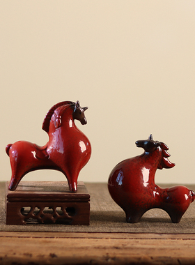 颢言陶瓷摆设中式玄关唐马
