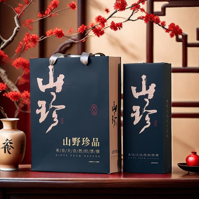 土特产木耳山货手提礼盒包装盒