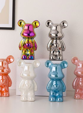 陶瓷卡通小熊公仔爱心熊摆件客厅小号存钱罐酒柜桌面家居装饰品