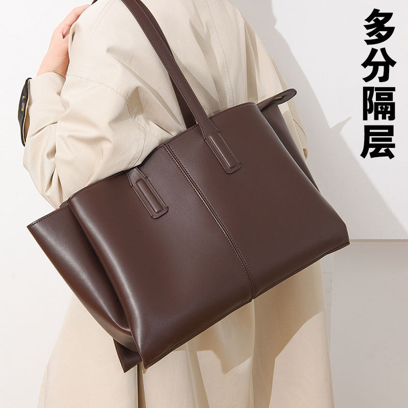 多分隔格层女士托特包通勤大容量高级感可放a4文件14寸电脑单肩背