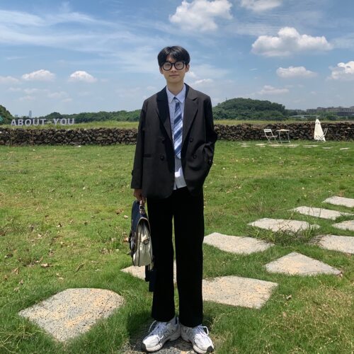 秋雾jkdk双排扣西服宽松情侣款