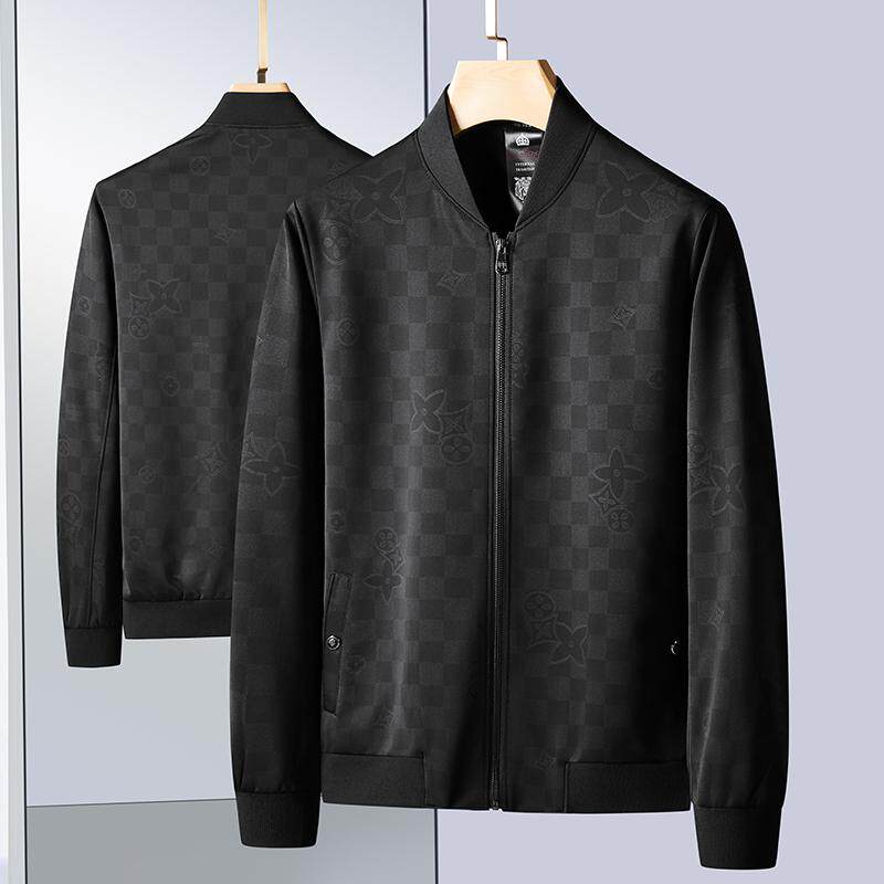 商务休闲外套男春秋款加肥加大码胖子宽松运动棒球服中年爸爸夹克