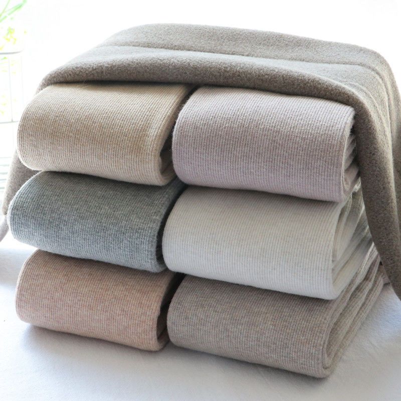 加绒加厚条纹打底裤袜女秋冬