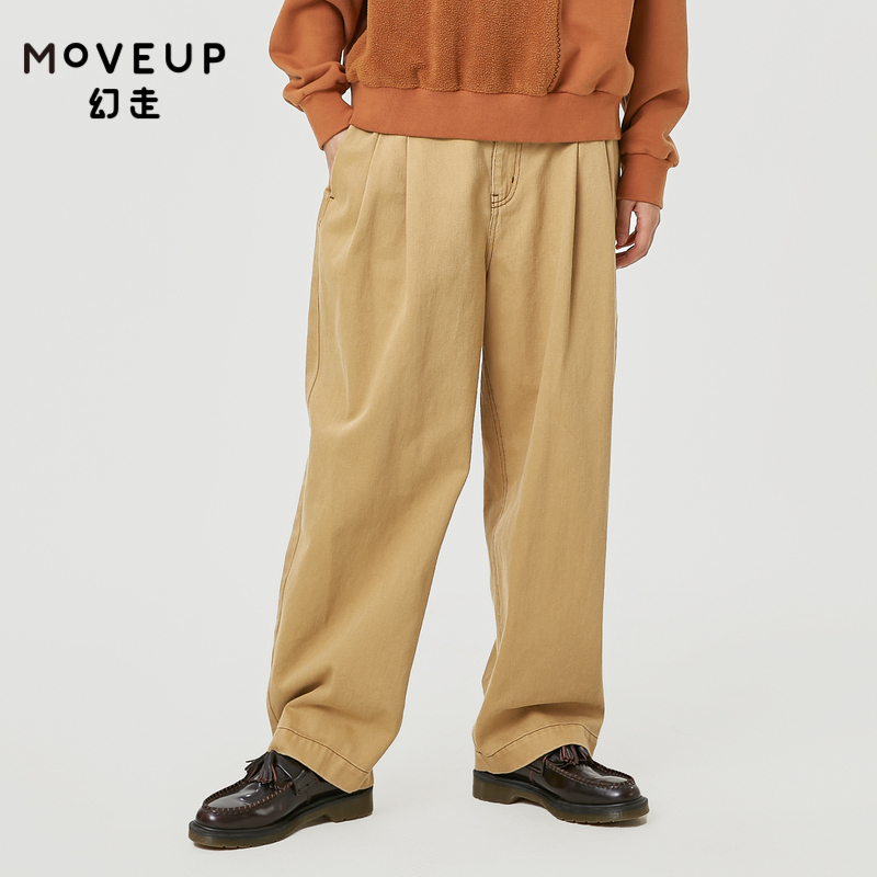 【商场同款】MOVEUP幻走2021冬季新款复古纯棉设计师休闲直筒裤女