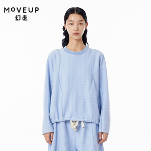 新款 MOVEUP幻走2023春季 圆领提花小众设计短款 商场同款 卫衣女