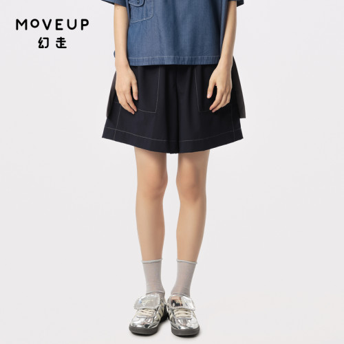 MOVEUP幻走2024夏季新款.FUN系列撞色落差口袋设计师休闲短裤女