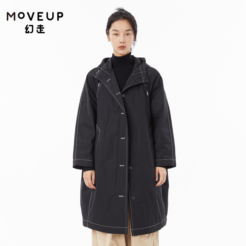 连帽长款棉外套Moveup
