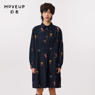 .FUN系列衬衫 领印花口袋设计师纯棉连衣裙 新款 MOVEUP幻走2023秋季