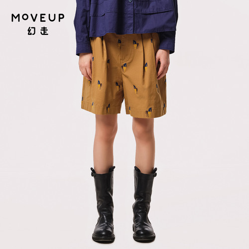 MOVEUP幻走2023秋季新款.FUN系列 后腰松紧绣花设计师休闲短裤女