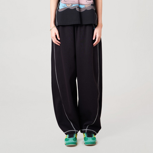 MOVEUP幻走2026夏季新款.FUN系列松紧腰织唛撞色线休闲直筒裤女