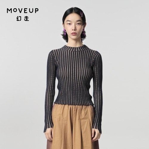 Moveup圆领设计师冬季短款毛衣