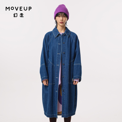 MOVEUP幻走2023秋季新款.FUN系列织唛大口袋设计师纯棉牛仔外套女