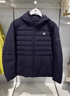 FILA斐乐男士轻薄羽绒服2025冬季新款保暖运动连帽外套A61M541997