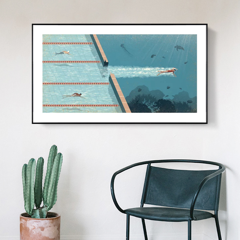 进口舒适游泳美国小众风卧室版画